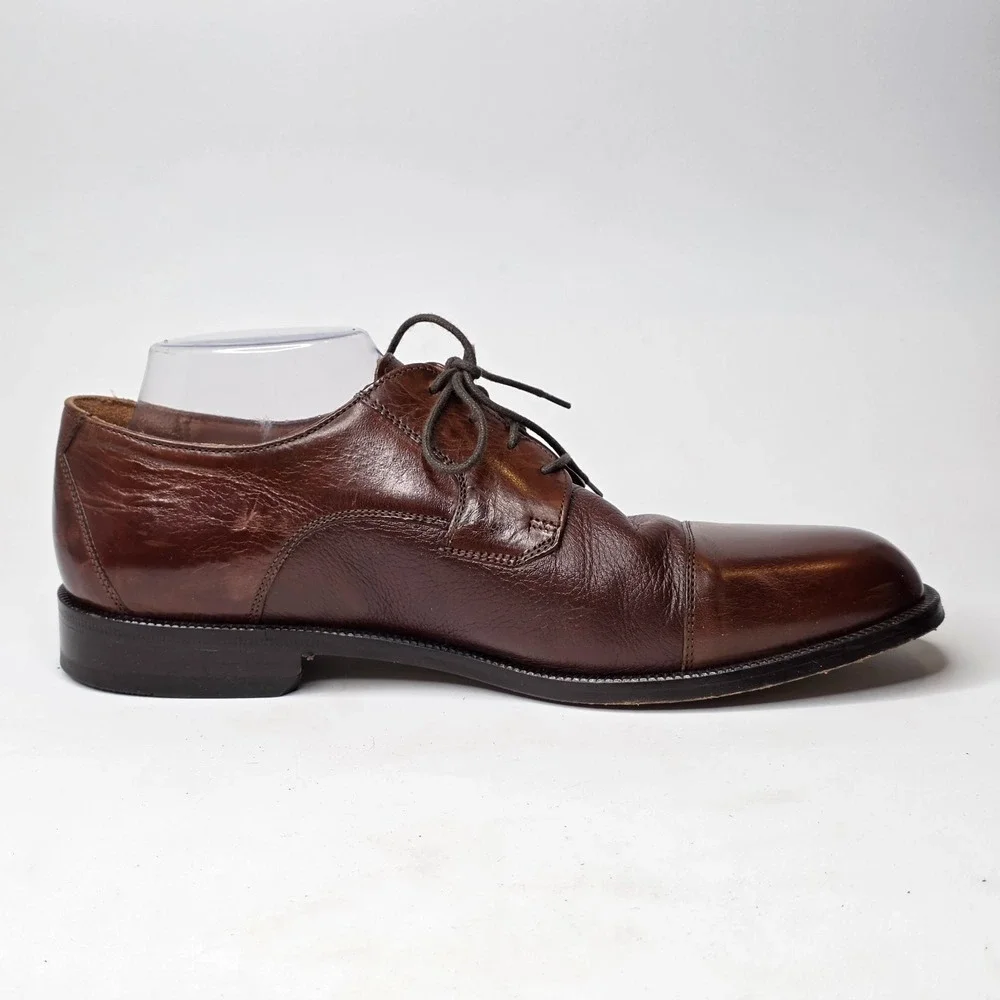 Bostonian Luxe Oxford Men's Shoes Size 9.5 W Brown‎ Leather Dress Lace Up Italy